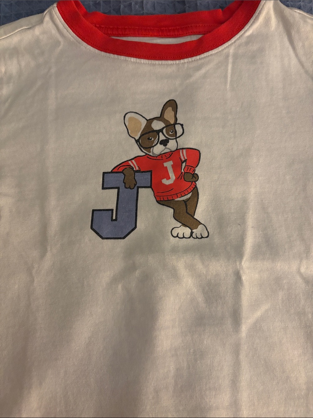 Janie & Jack Boys White Tee with Red Trim and Graphic Dog - Picture 2 of 3